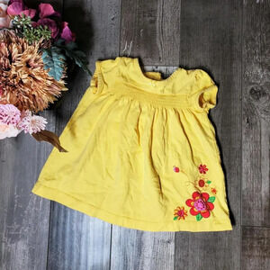 Carter's Baby Girl Yellow Floral Embroidered Mini Dress Size 6m